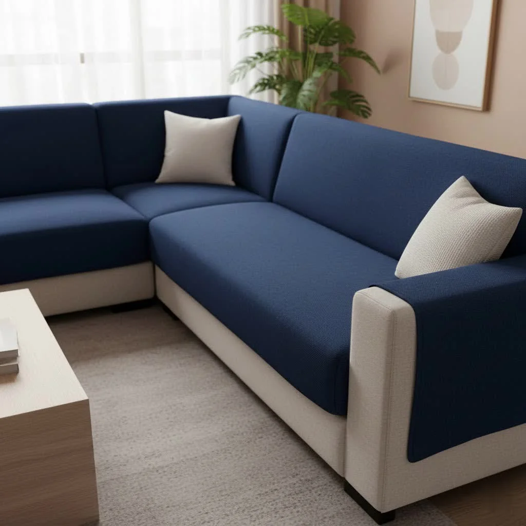 Extra large sofa cover on a spacious couch