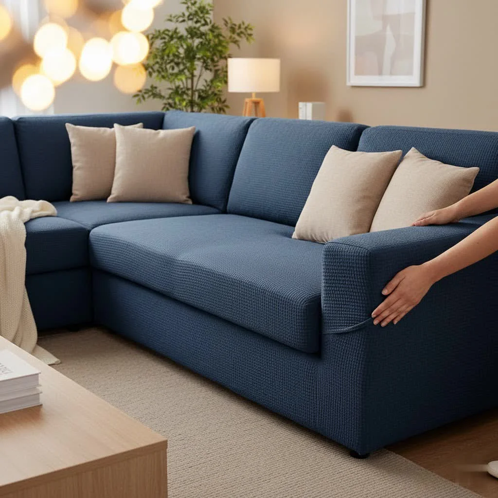 Sofa back cover protecting a couch